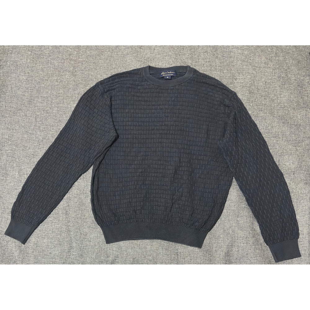 Byron Nelson Mens XL Sweater Eleven Straight Pima Cotton Textured Black